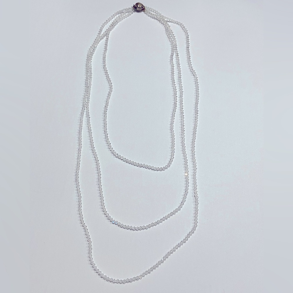Very Pretty Clear Bead Costume Jewelry Necklace